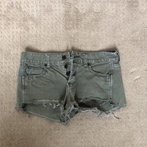 Army green jean shorts